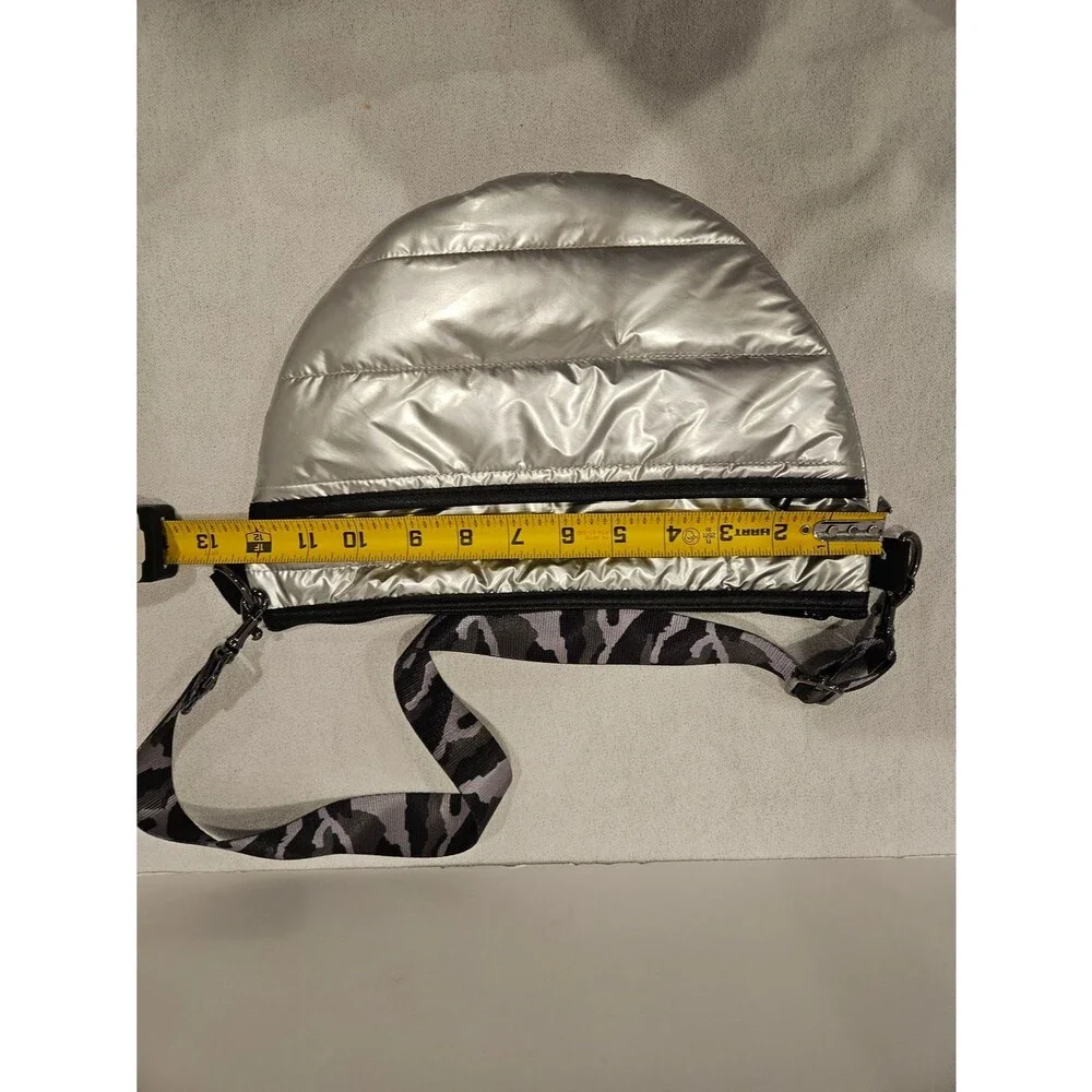 HAUTE SHORE Black Silver Quilted Pouch with Logo Lining Crossbody Shoulder Bag